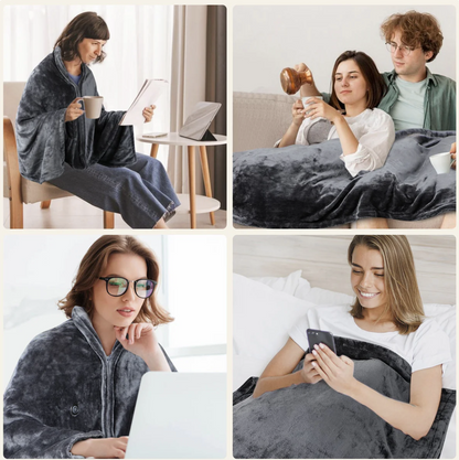 Heated Shawl Electric Flannel Heated Wearable Blanket Cold Protection Body Warmer Usb Warm Plush Blanket Hoodie